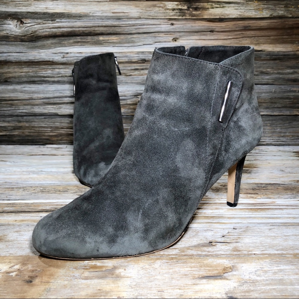 Vince Camuto Charlotte Gray Suede Zip Up Heels Women US 8.5, UK 6, EUR 3…